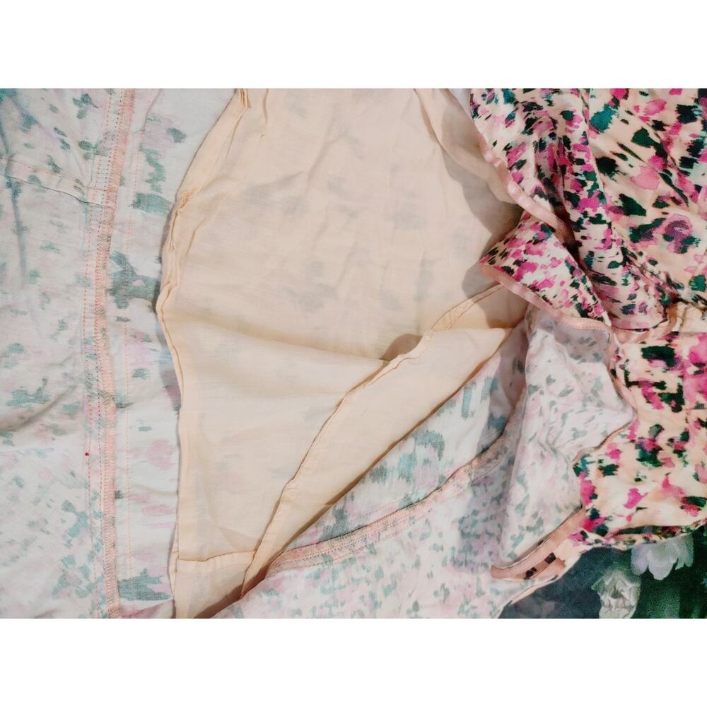 Rococo Sand Mimi Wrap Dress Long Sleeve V Neck Ruffled Pink Watercolor Medium - Picture 14 of 14